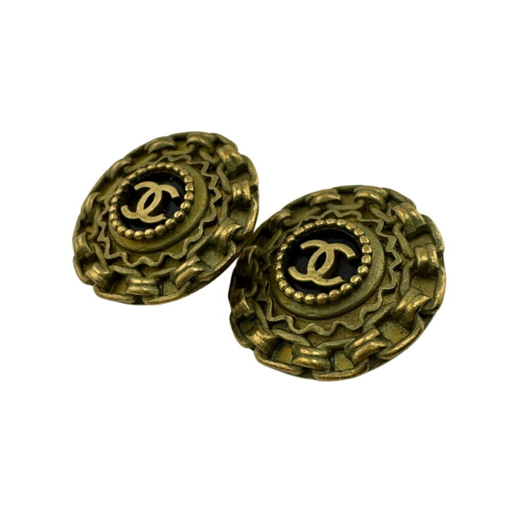 CHANEL 94A Coco Mark Earrings Gold Women's - Picture 2 of 10
